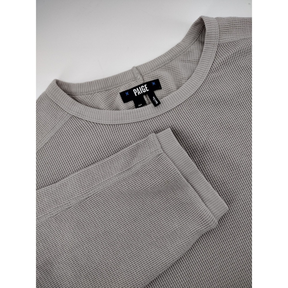 Paige Mens Weathered Stone Grey Waffle Knit Thermal Long Sleeve Shirt M M967H67